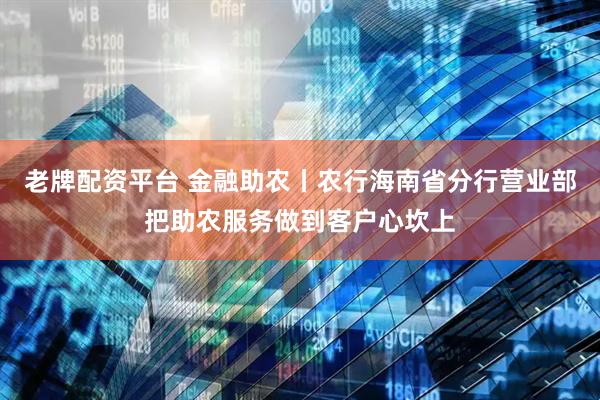 老牌配资平台 金融助农丨农行海南省分行营业部把助农服务做到客户心坎上